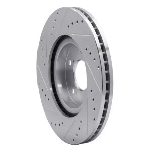 Acura TL Brake Rotor (1) - Front Right - R1 Concepts - Drilled & Slotted - Silver - `09-`14